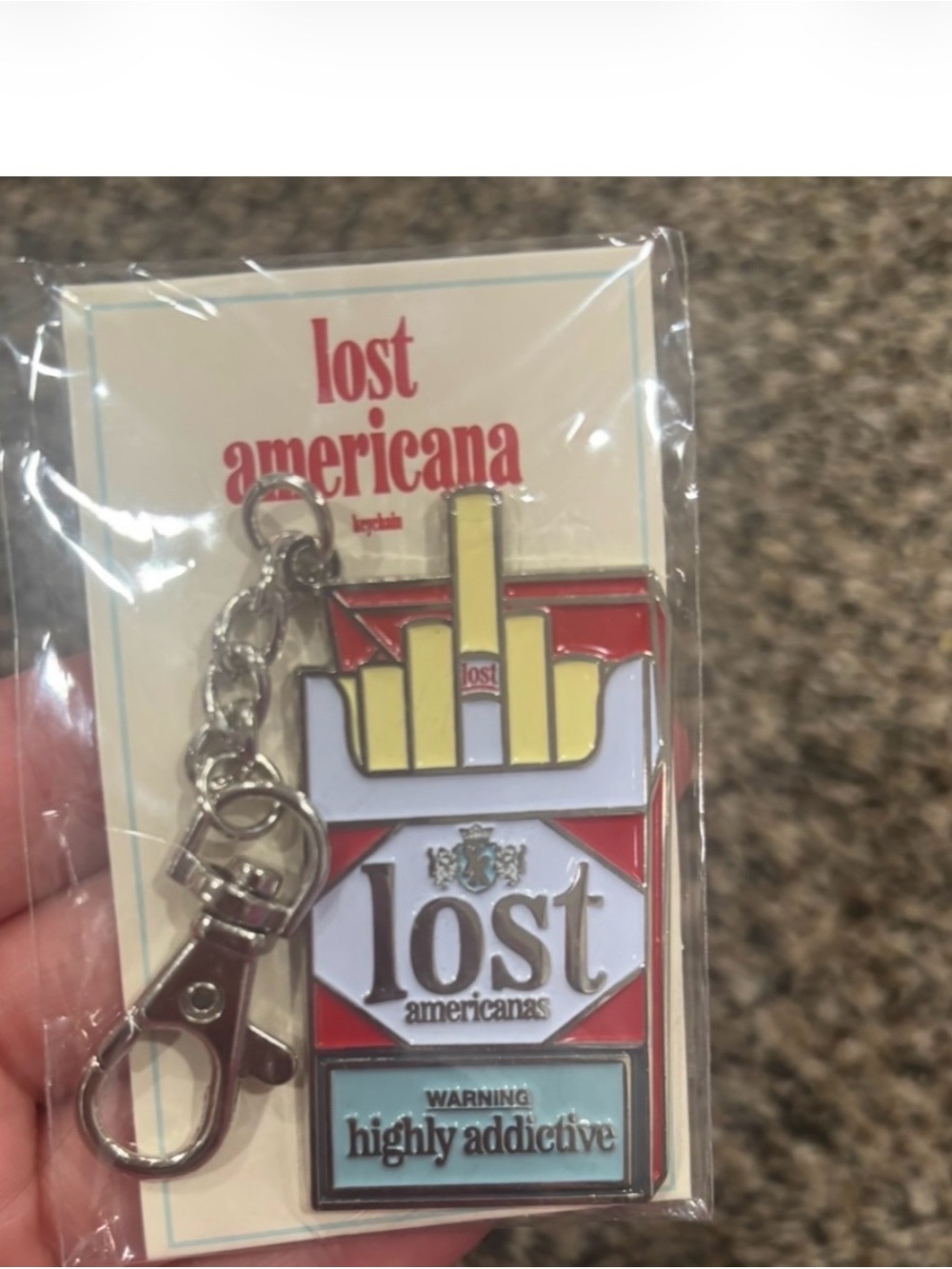 Lost Americana tour Enamel Keychain in Red, Yellow & White